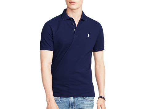Lyst Ralph Lauren Polo Stretch Mesh Slim Fit Polo Shirt In Blue For Men