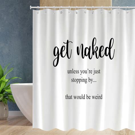 Get Naked Shower Curtain Funny Bathroom Curtains Waterproof Modern Fabric Bathroom Basics Shower