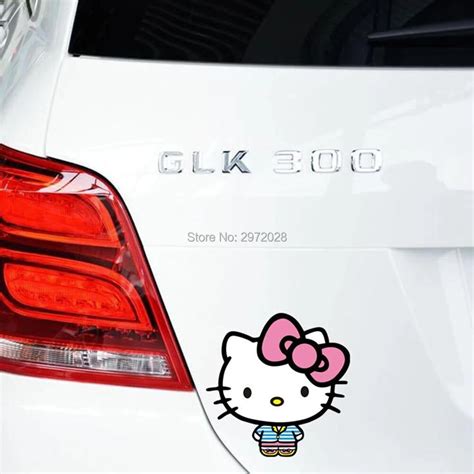 cartoon car styling funny cute lovely hello kitty cat car stickers auto decals on bumper body