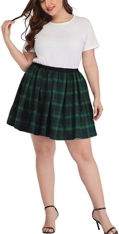 plus size pleated skirts for women plaid school girl lingerie mini skirt elastic japan uniform