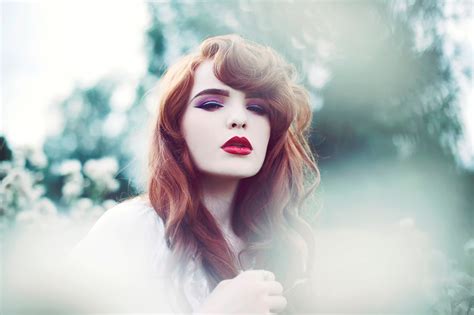 Face Women Model Redhead Long Hair Looking At Viewer Portrait