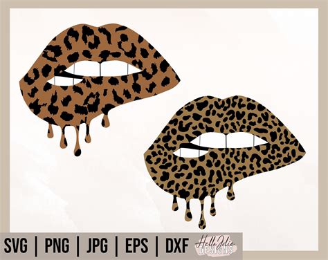 Leopard Print Lips Svg Biting Lips Clipart Cheetah Pattern Png