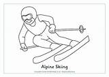Skiing Colouring Winter Alpine Olympics Sports Olympic Coloring Ski Printable Crafts Template Activities Activityvillage Outline Templates Games Freestyle Slope Activity sketch template
