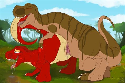 Rule 34 Bent Over Blush Crimson The T Rex Dinosaur Drooling Female