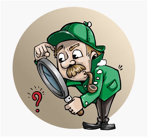 Detective Searching Man Search Magnifying Cartoon Man With