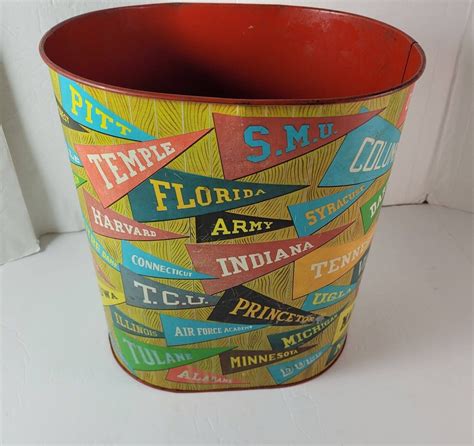 Vintage Cheinco Metal Trash Bin Garbage Can Made In Usa Etsy