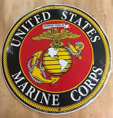 Usmc United States Marine Corps Emblem Aluminum Tin Sign Semper Fidelis