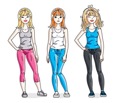 Blonde Fitness Models Clip Art Illustrations Royalty Free Vector