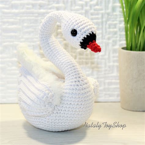Swan Crochet White Swan Crochet Toy Stuffed Swan Animal Nursery Decor