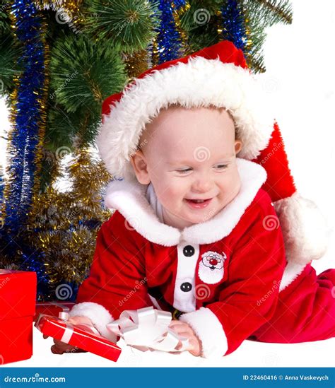 Little Baby Boy Wearing Santa S Costume Stock Photo Image Of