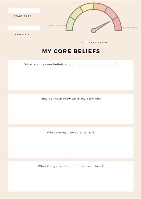 Core Beliefs Therapy Worksheet Etsy Australia