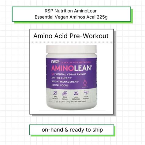 Rsp Nutrition Aminolean Essential Amino Acids Anytime Energy Acai