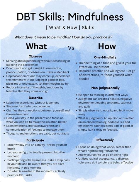 Dbt Mindfulness Worksheet Handout Educational Resource Ph