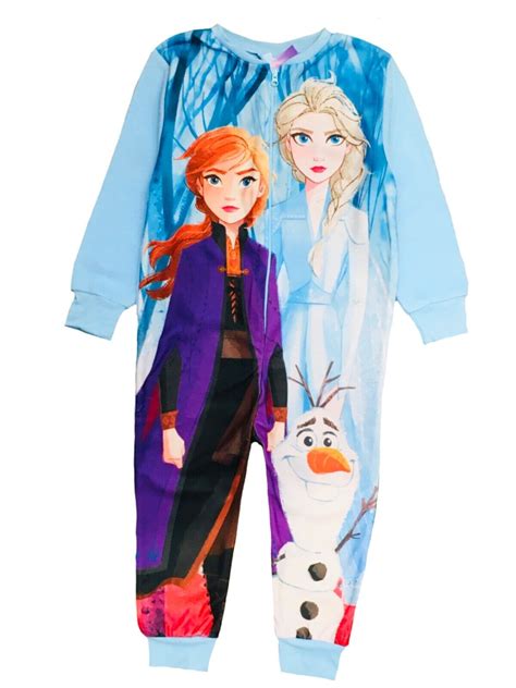 Girls Frozen Onesie Disney One Piece Pyjama Sleepsuit Elsa Anna Age