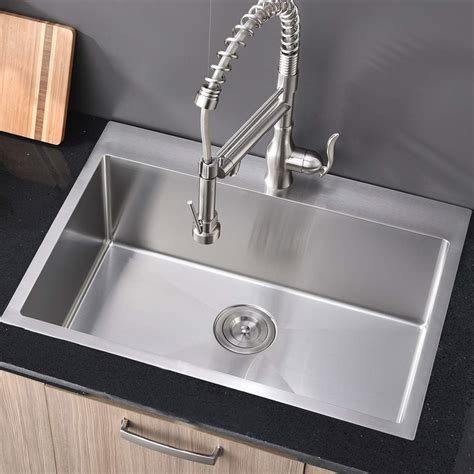 Firebird single bowl 18 gauge handmade stainless steel kitchen sink with. 33 Inch 18 Gauge Top mount Drop-in Single Bowl Basin ...