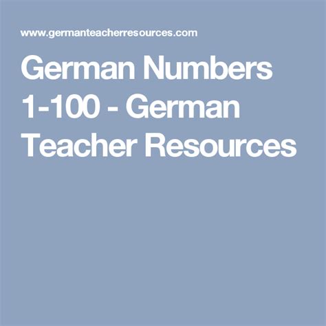German Numbers 1 100 German Teacher Resources Numbers 1 100
