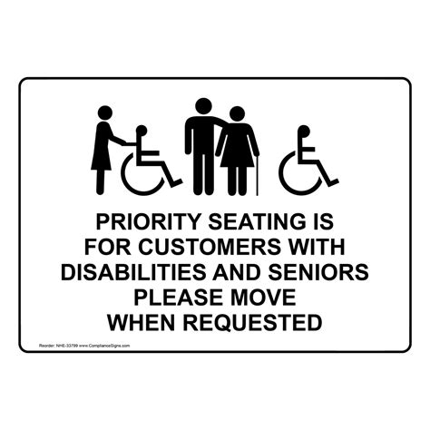 Portrait Ada Priority Seating Is Sign With Symbol Nhep 33799