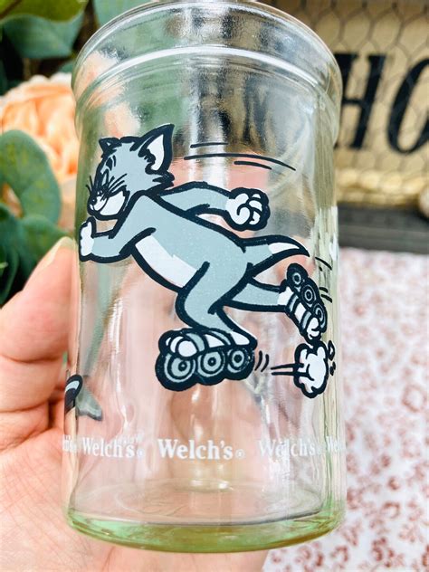 Vintage Welchs Jelly Jar Glass Tom And Jerry Graphics 1990 Etsy