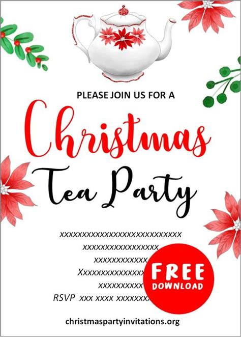 Free Printable Christmas Tea Invitations
