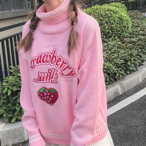 Strawberry Milk Knitted Sweater Kawaii Japanese Embroidered