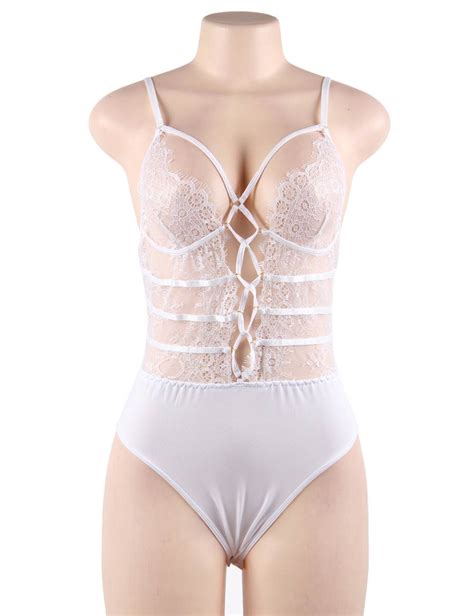 White High Quality Lace Sexy Hollow Out Conjoined Underwear Ohyeah888