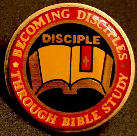 Vintage Religious Disciple Bible Study Enamel And Gold Tone Lapel Pin