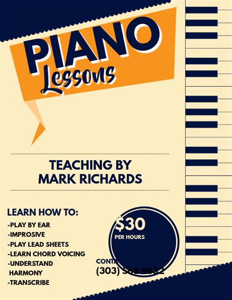 Classical period music is defined by its characteristics and distinctive sound. Piano Lessons Flyer Template | PosterMyWall
