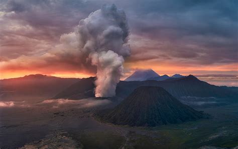 Volcano Tanger Bromo Island Of Java Sunset Mountain Landscape