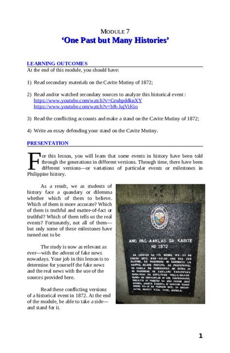 The 1872 Cavite Mutiny Filipino Journal Unamed
