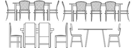 Dining Table And Chair Elevation Cad Blocks Drawing F