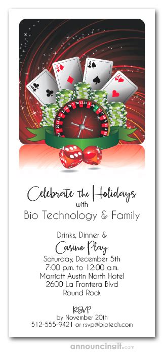 Ideas for remote holiday parties. Casino Play Monte Carlo Night Holiday Party Invitations