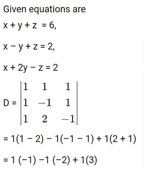 solve the following system of equations using cramer s rule x y z 6 x y z 2