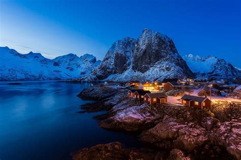 Wallpaper Hamnoy Night At Home By The Water Free Pictures On Fonwall
