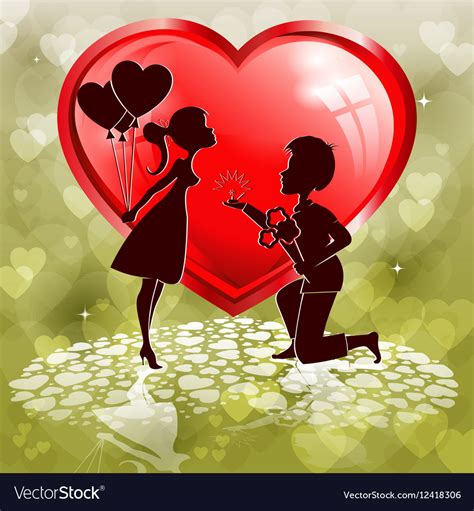 Red Heartoutlines Of Two Lovers Royalty Free Vector Image