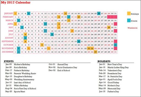 Calendar Template 17 Calendar Designs In Excel Free Download
