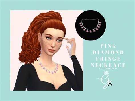 Pink Diamond Fringe Necklace By Glitterberry Sims The Sims 4 Download