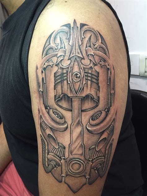 #biomechanical #tattoo #trishul #evileye #turbo #piston | Piston tattoo