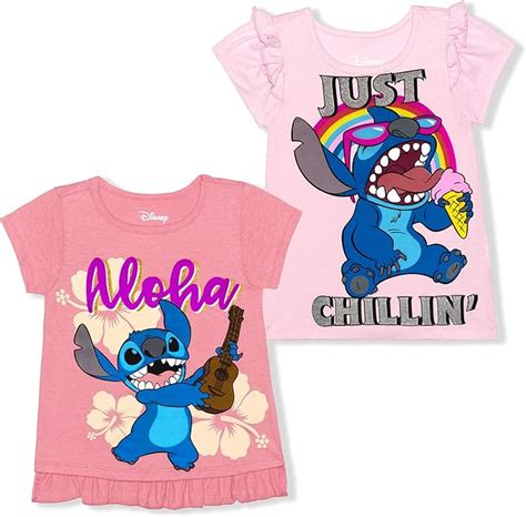 Disney Girls 2 Pack Lilo And Stitch Short Sleeves Tee