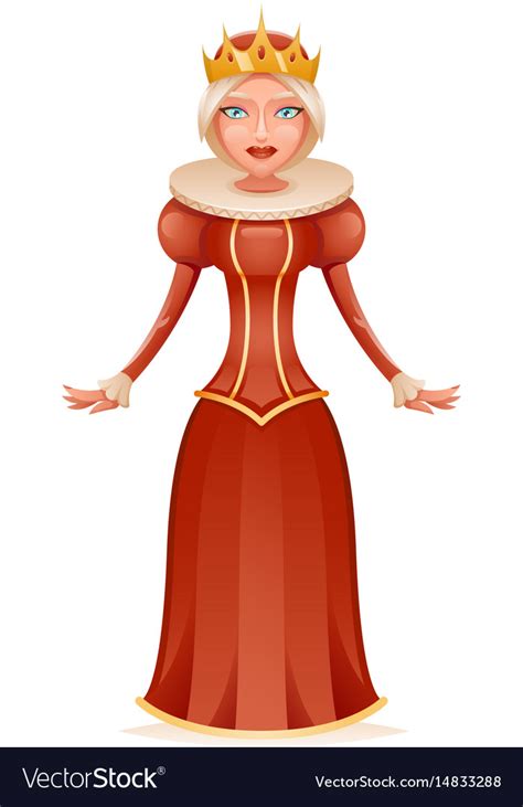 Cute Queen Cheerful Ruler Crown On Head Cartoon Vector Image