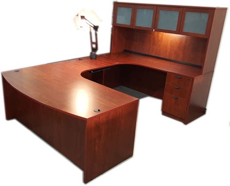 Desk U Shape Right Or Left Extended Bow Front Desk With Glass Door
