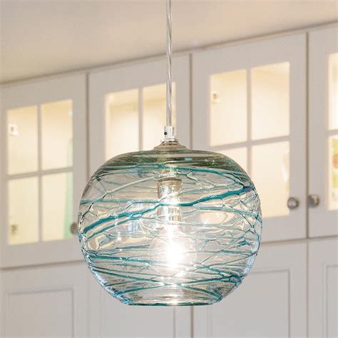 Swirling Glass Globe Mini Pendant Light Beach House Lighting Glass Pendant Light Glass Globe