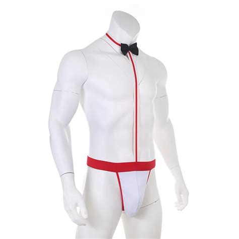 Gay Men Sexy Collared Borat Mankini Costume Erotic Penis Pouch G String And Thong Swimsuit Strap