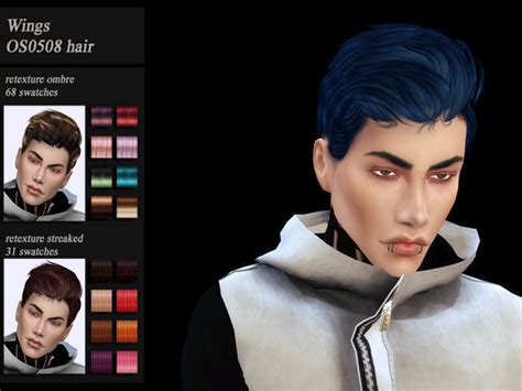Honeyssims4 Recolorretexture Wings Os0508 Mens Hairstyles Sims 4