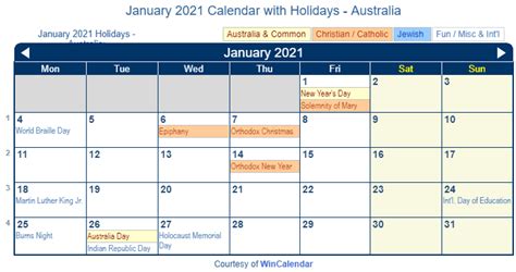 January 2021 Calendar With Holidays Australia Draw Pewpew