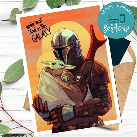 Mandalorian And Baby Yoda Fathers Day Card To Print At Home Diy