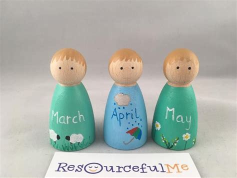 Months Of The Year Peg Dolls Montessori Learning Etsy Peg Wooden