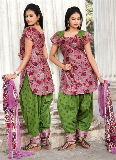 Latest Short Kameez With Green Salwar Cotton Readymade Salwar Suit ~ Ladies Fashion Style