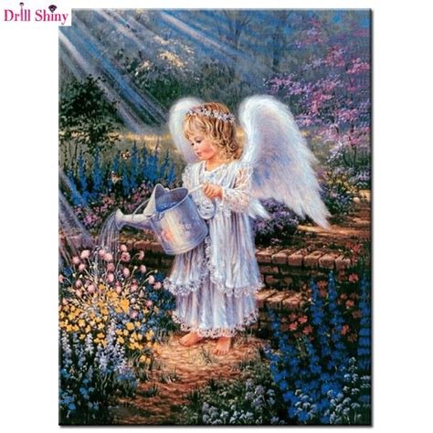 3d Diy Diamond Embroidery Angels And Flower Diamond Painting Square