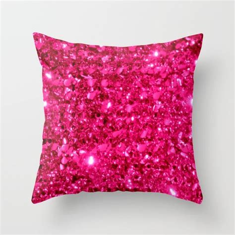 Bright Pink Pillow Sparkly Glitter Throw Pillows Pink Throw