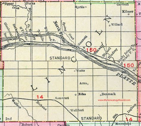Lincoln County Nebraska Map 1912 North Platte Sutherland Hershey